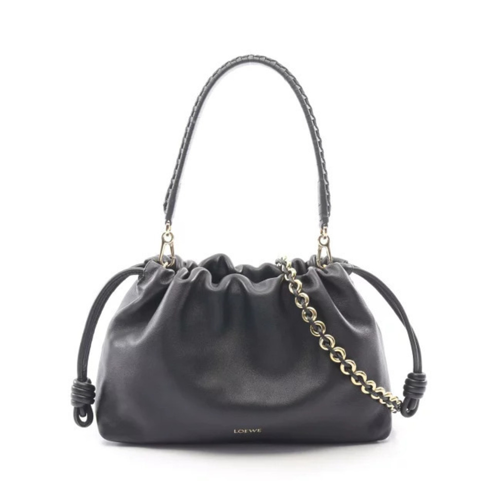 Loewe Flamenco Purse Top Handle Bag Leather Black